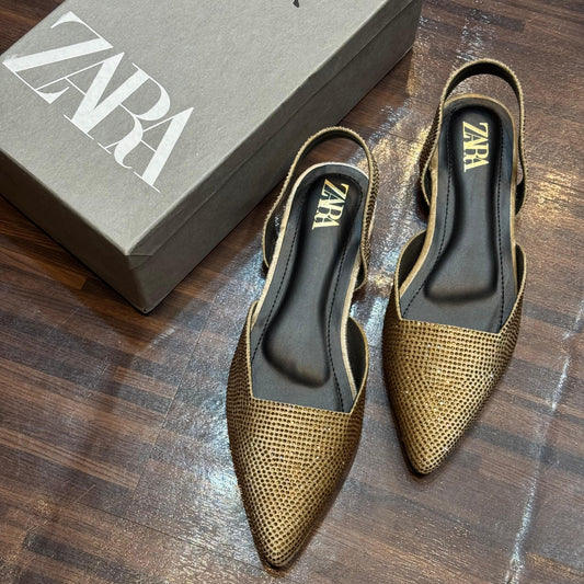 BELLARIA SHIMMER SLINGBACK PUMPS - GOLD