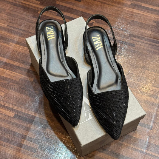 BELLARIA SHIMMER SLINGBACK PUMPS - BLACK