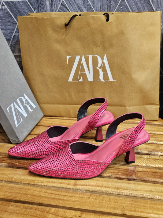 BELLARIA SHIMMER SLINGBACK HEELS - PINK