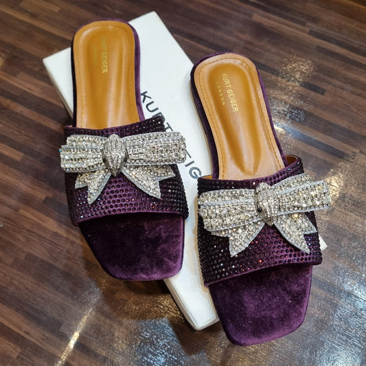 BELLARIA RHINESTONE BOW FLAT - PURPLE