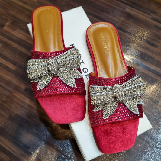 BELLARIA RHINESTONE BOW FLAT - PINK