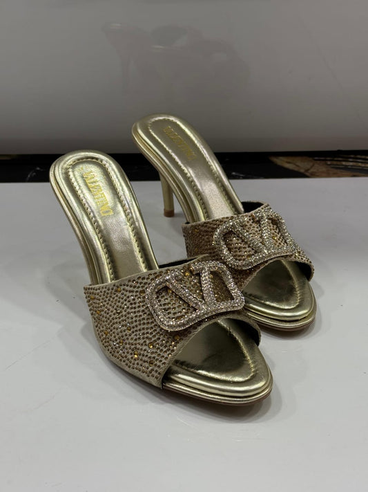 BELLARIA RHINESTONE OPEN HIGH-HEEL - GOLD