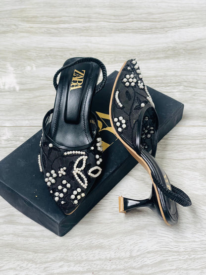 Bellaria ZR Flinta Heel (Embroidery)-Black