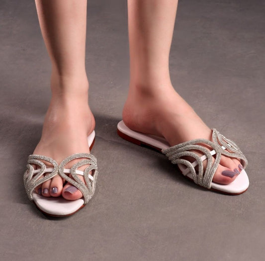 BNS PRIME RHINESTONE FLAT - WHITE | Flats, Footwear, View all footwear, View All- Shoes | bnsofficial
